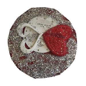 Anne Klein Watch Glitter Heart Brooch Pin